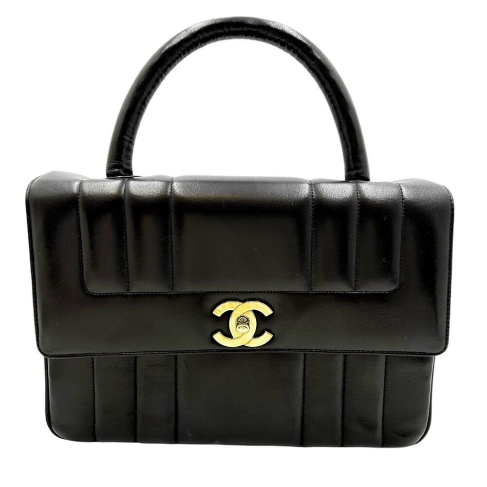 Chanel Mademoiselle Top Handle Handbag for Women, Coco Mark, Lambskin, Black,...